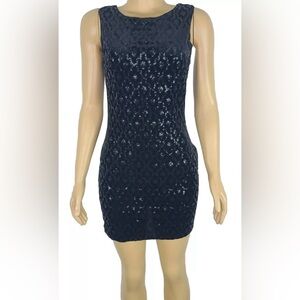 VERTY Women Sleeveless Sequin Black Dress Size S